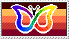 A small stamp of the ADHD butterfly symbol atop the ADHD flag. It is red, yellow and orange.