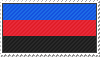 A small stamp of the polyamorous pride flag. It is blue, red and black.