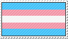 A small stamp of the transgender pride flag. It is blue, pink and white.