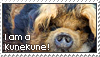 A small stamp depicting a fluffy orange pig with the text 'I am a Kunekune' written on top of it. Click to take the pigsonality quiz!