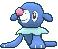 A gif of Popplio, a blue sea lion Pokemon with a ruffle and a clown's nose. It is bouncing up and down gently.